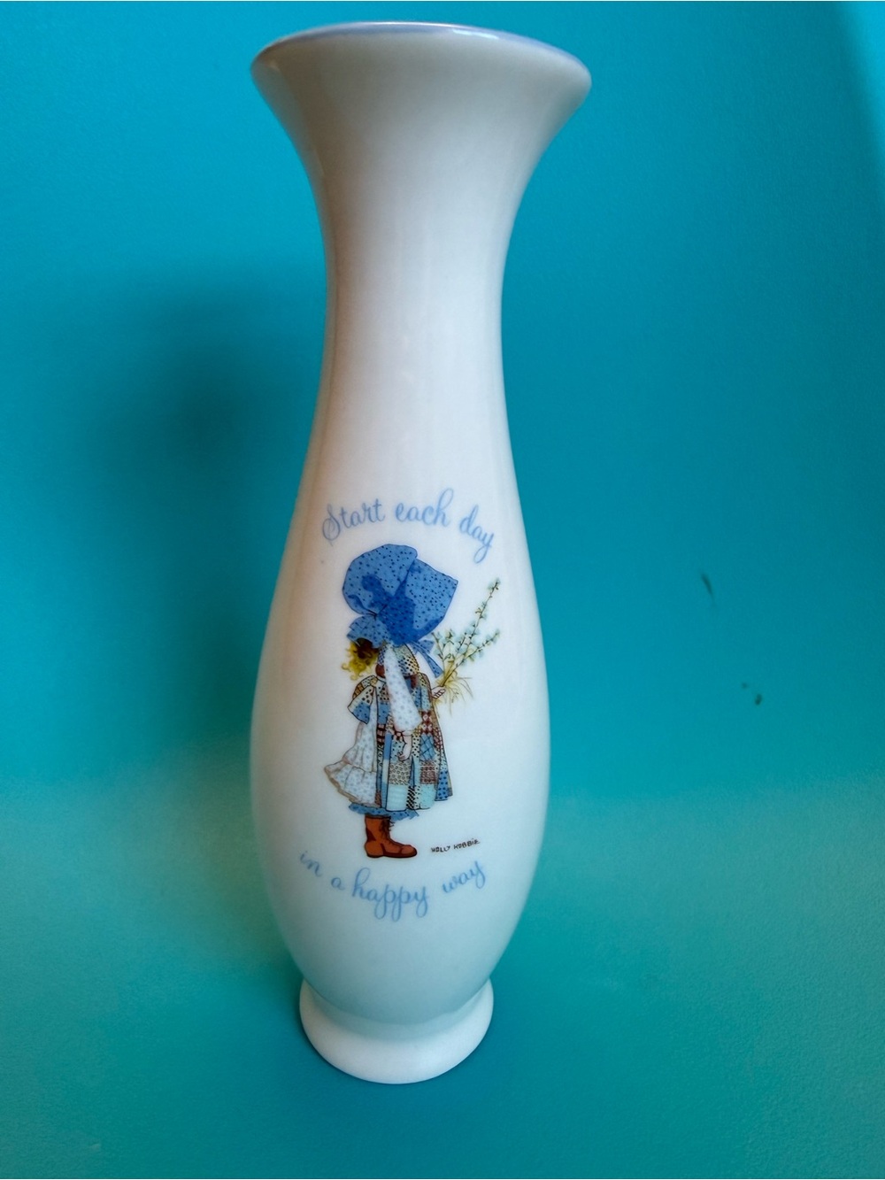 Vintage Holly Hobbie 12” Pocelain Vase – Start Each Day in a Happy Way